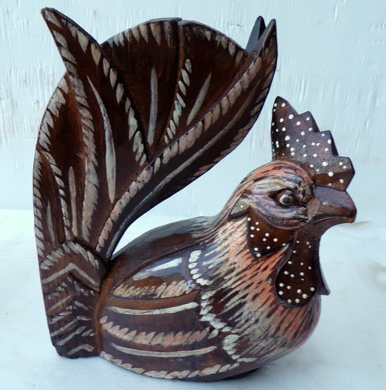 Gallo e Gallina in legno dipinti e creati a mano coppia idea regalo - 6