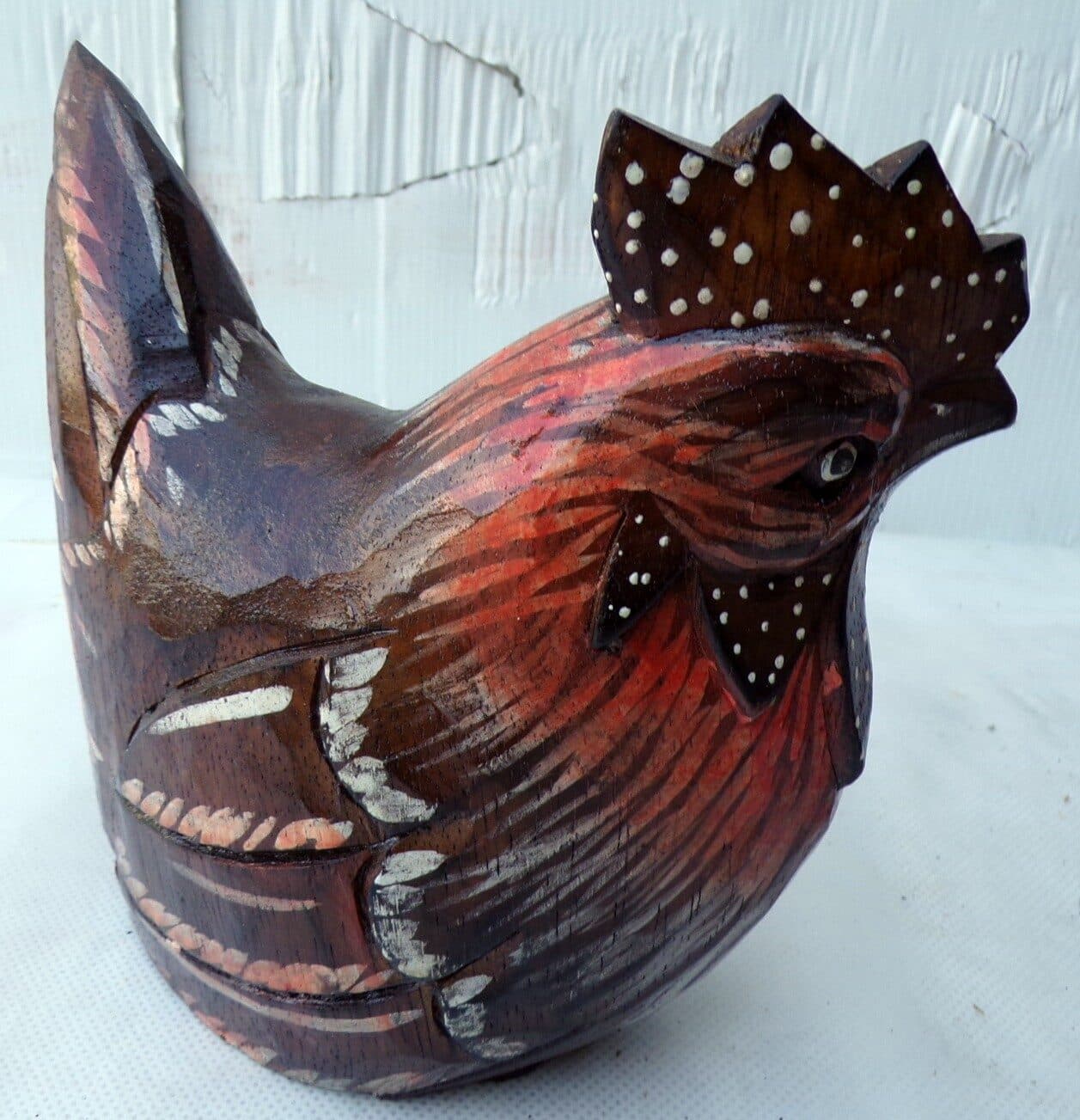Gallo e Gallina in legno dipinti e creati a mano coppia idea regalo - 7