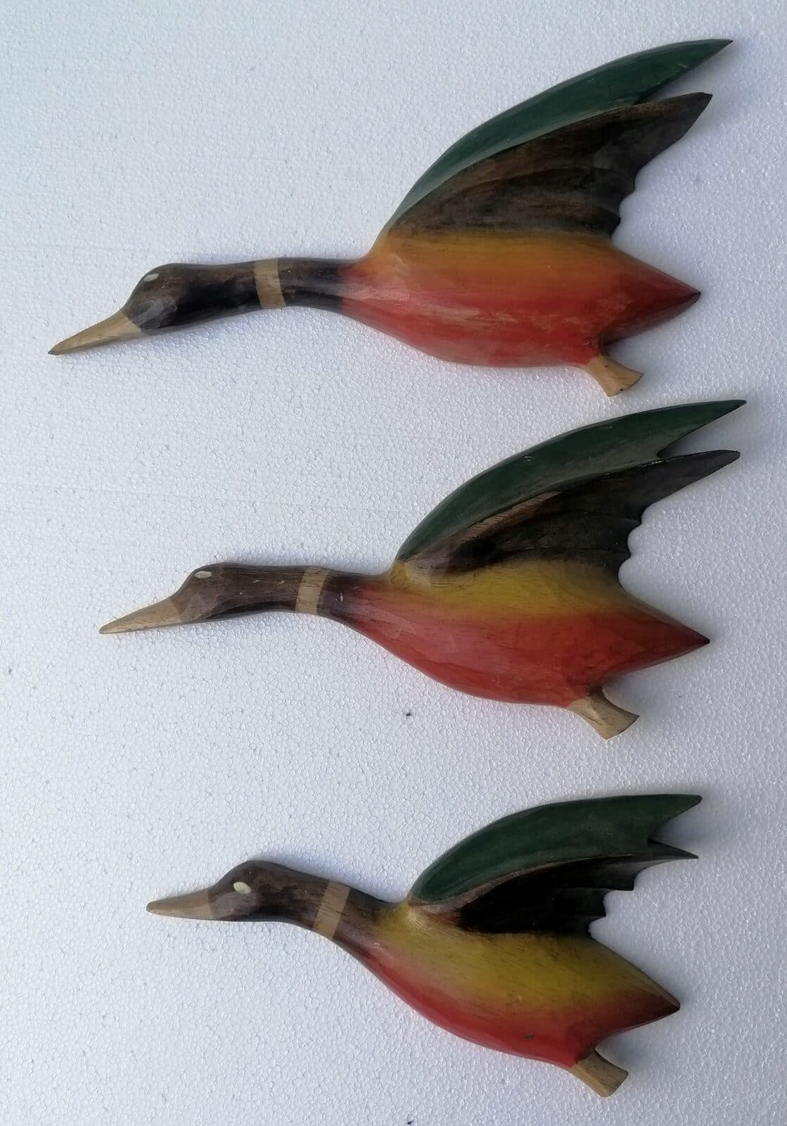 Famiglia di papere in volo germani in legno oca oche caccia 3 pezzi - 2