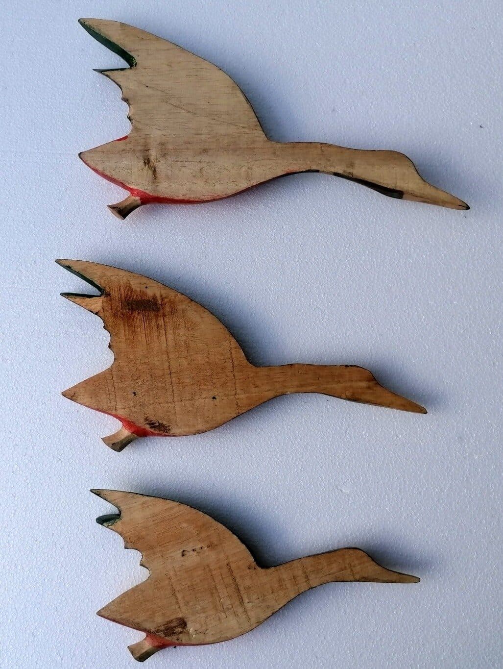 Famiglia di papere in volo germani in legno oca oche caccia 3 pezzi - 5