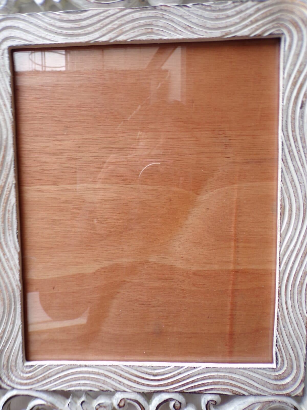 Cornice portafoto barocco in legno mdf bianco decapato cm 35x40 per foto 28x23 - 4
