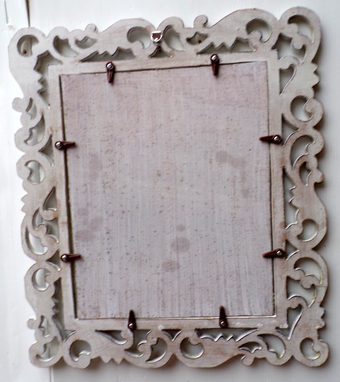 Cornice portafoto barocco in legno mdf bianco decapato cm 35x40 per foto 28x23 - 5