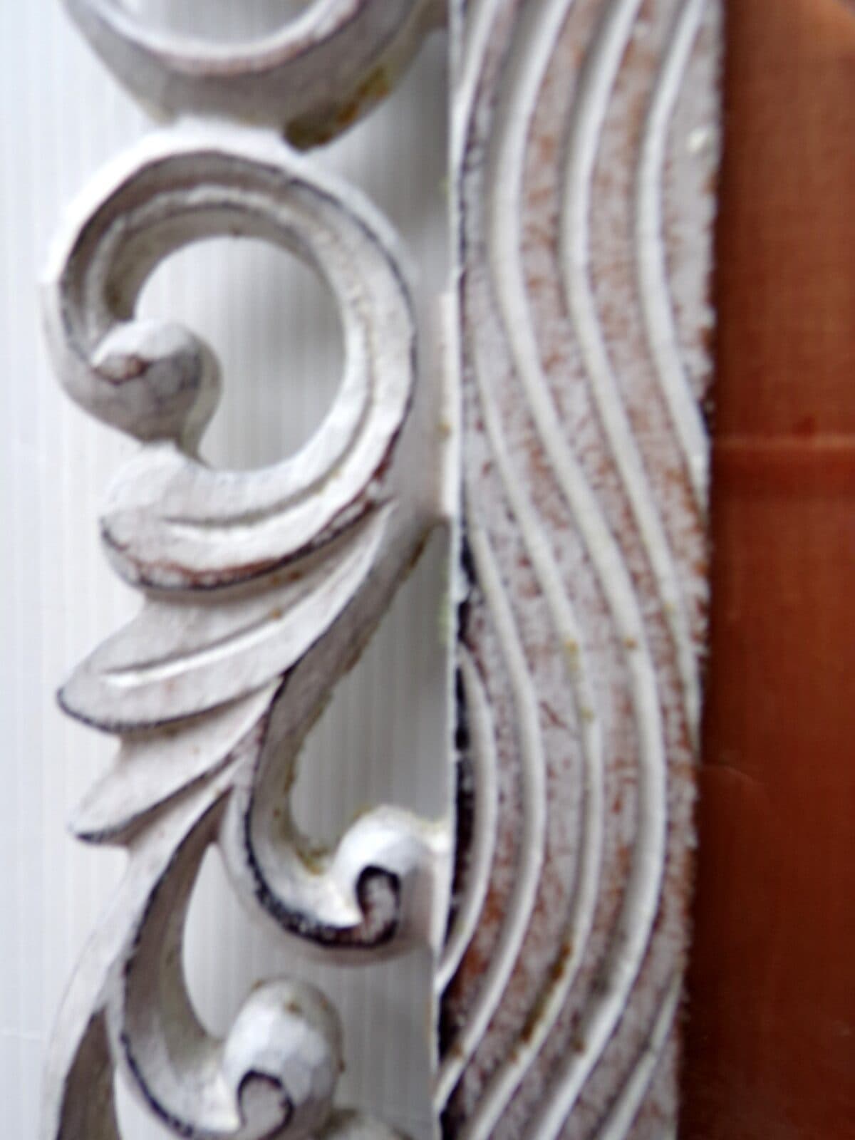 Cornice portafoto barocco in legno mdf bianco decapato cm 50x40 per foto 38x28 - 3