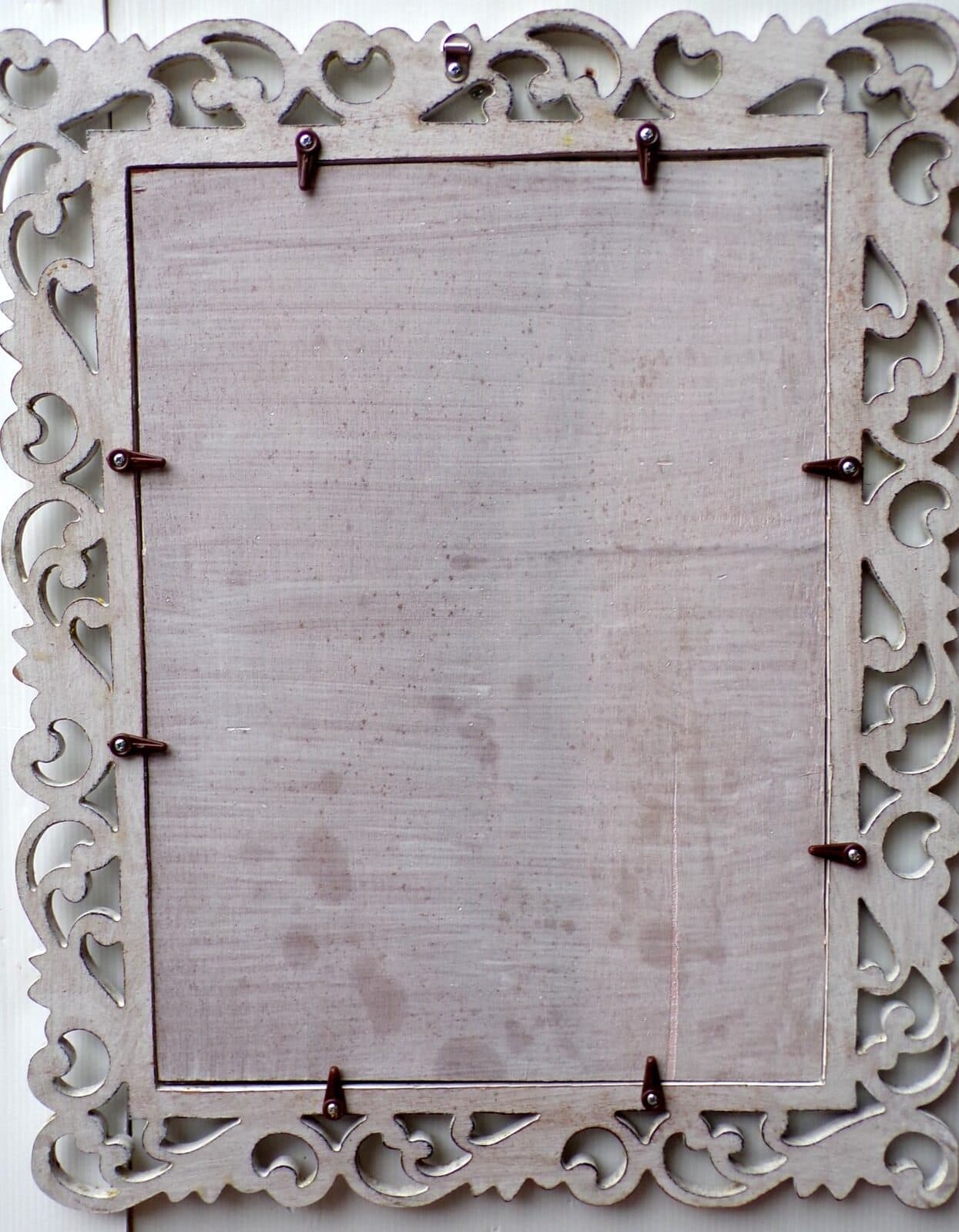 Cornice portafoto barocco in legno mdf bianco decapato cm 50x40 per foto 38x28 - 6