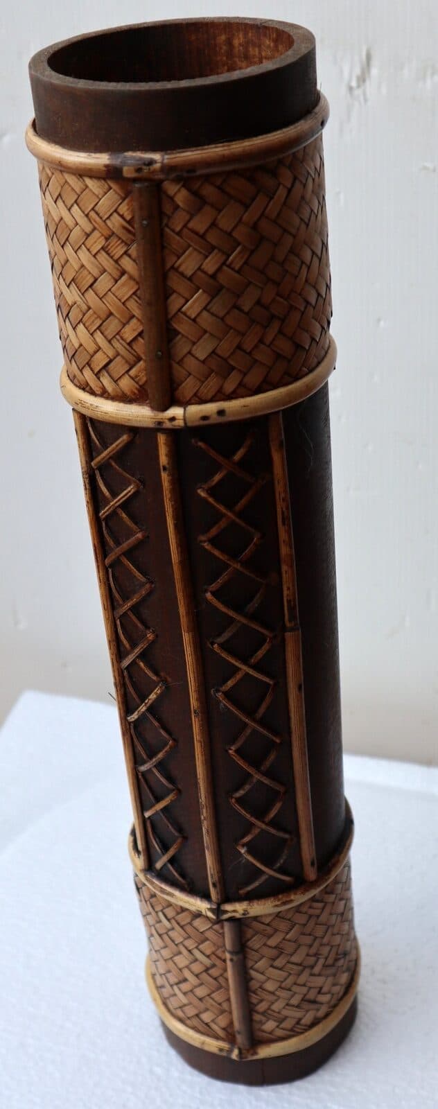Vaso porta fiori Indonesiano legno di Bambù 10x40h decorato con rattan bamboo bambu - 4
