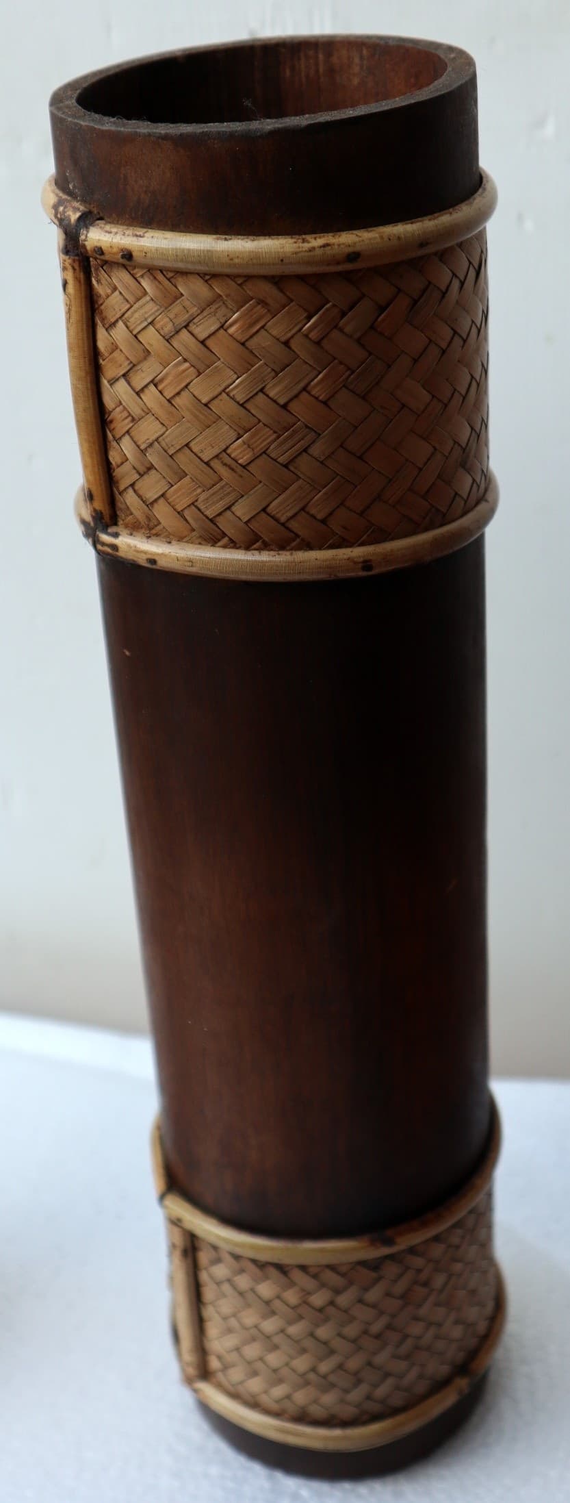 Vaso porta fiori Indonesiano legno di Bambù 10x40h decorato con rattan bamboo bambu - 5
