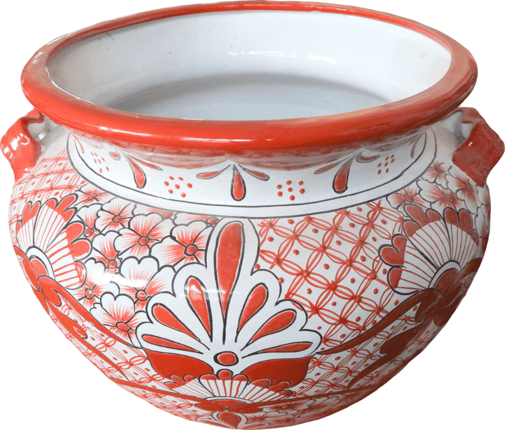 Grande Vaso Messicano in Ceramica Dipinta a Mano  Decorato– Vaso Porta Piante da Interno ed Esterno cm 48x35 - 2