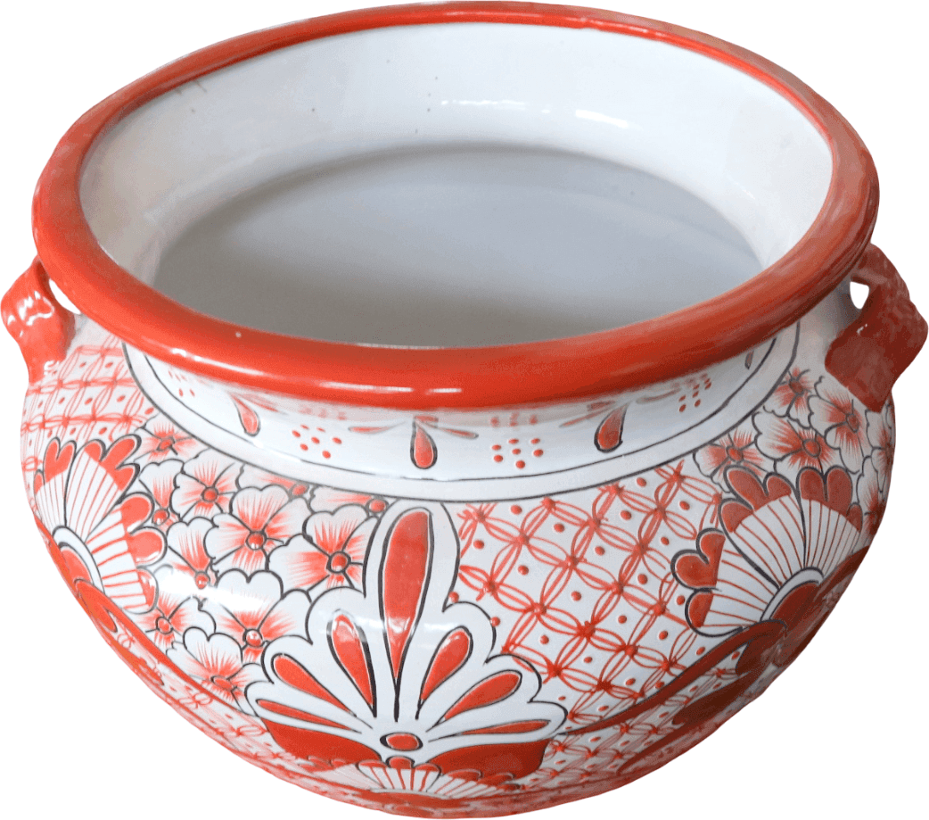 Grande Vaso Messicano in Ceramica Dipinta a Mano  Decorato– Vaso Porta Piante da Interno ed Esterno cm 48x35 - 3