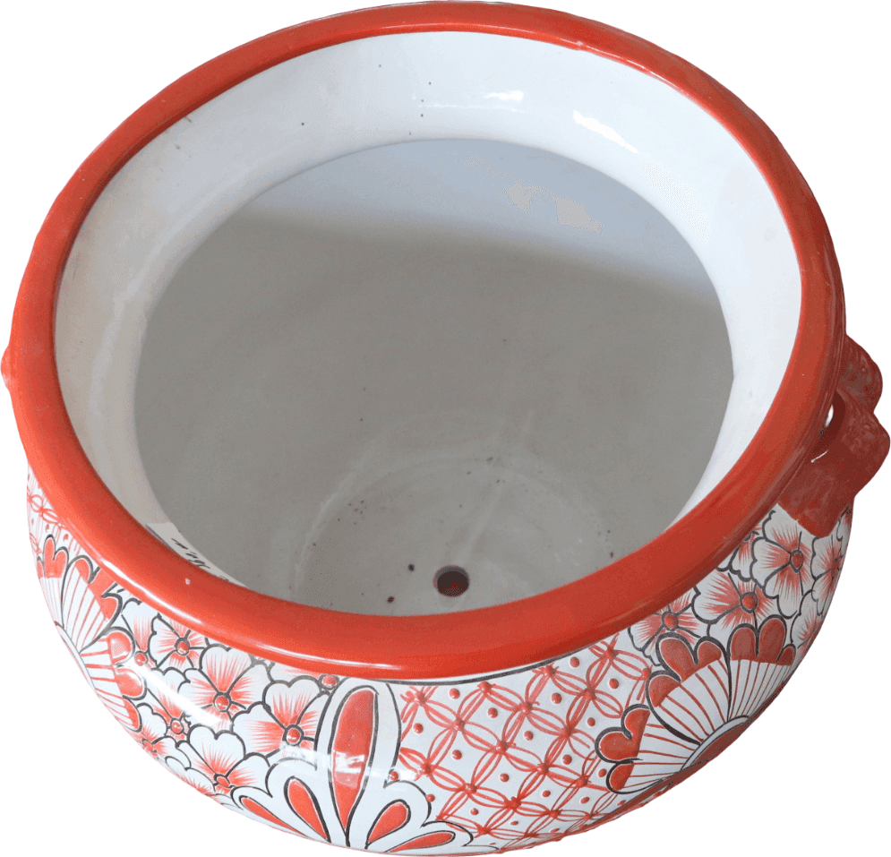 Grande Vaso Messicano in Ceramica Dipinta a Mano  Decorato– Vaso Porta Piante da Interno ed Esterno cm 48x35 - 4
