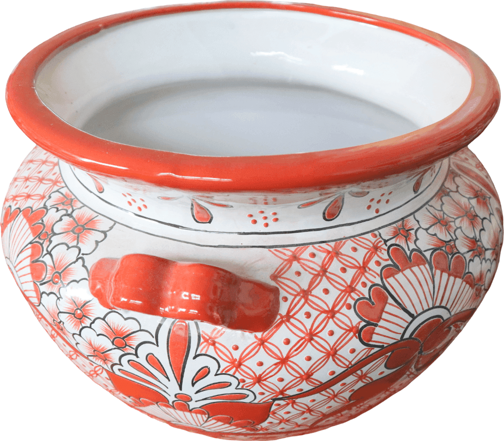 Grande Vaso Messicano in Ceramica Dipinta a Mano  Decorato– Vaso Porta Piante da Interno ed Esterno cm 48x35 - 5