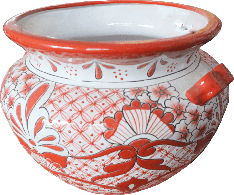 Grande Vaso Messicano in Ceramica Dipinta a Mano  Decorato– Vaso Porta Piante da Interno ed Esterno cm 48x35 - 6