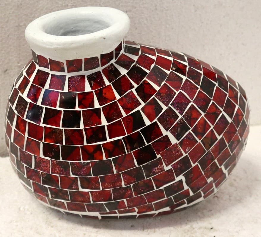 Vasi in terracotta e mosaico di vetro disponinile oro, rosso e turchese cm 20x10x16 - 2