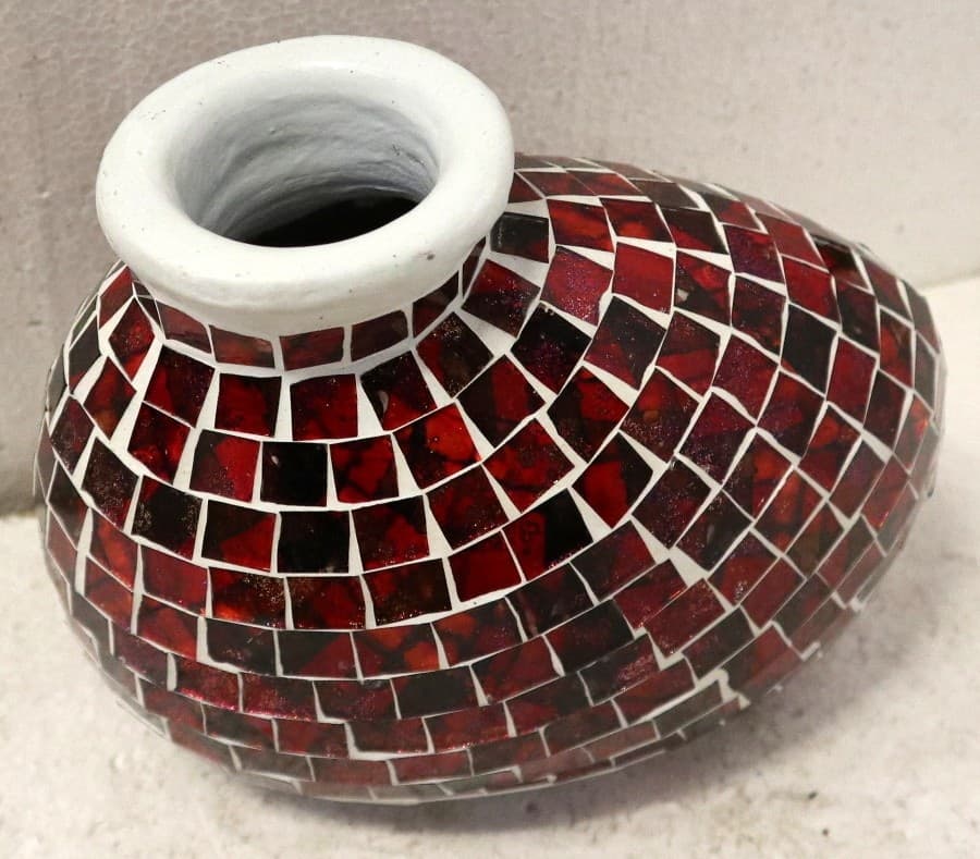 Vasi in terracotta e mosaico di vetro disponinile oro, rosso e turchese cm 20x10x16 - 3