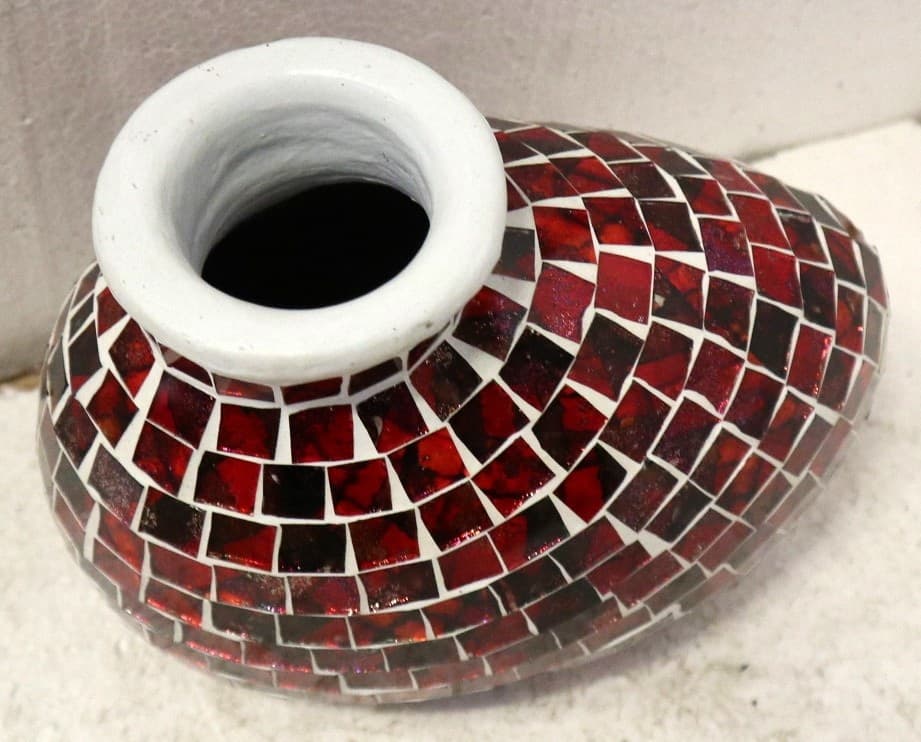 Vasi in terracotta e mosaico di vetro disponinile oro, rosso e turchese cm 20x10x16 - 4