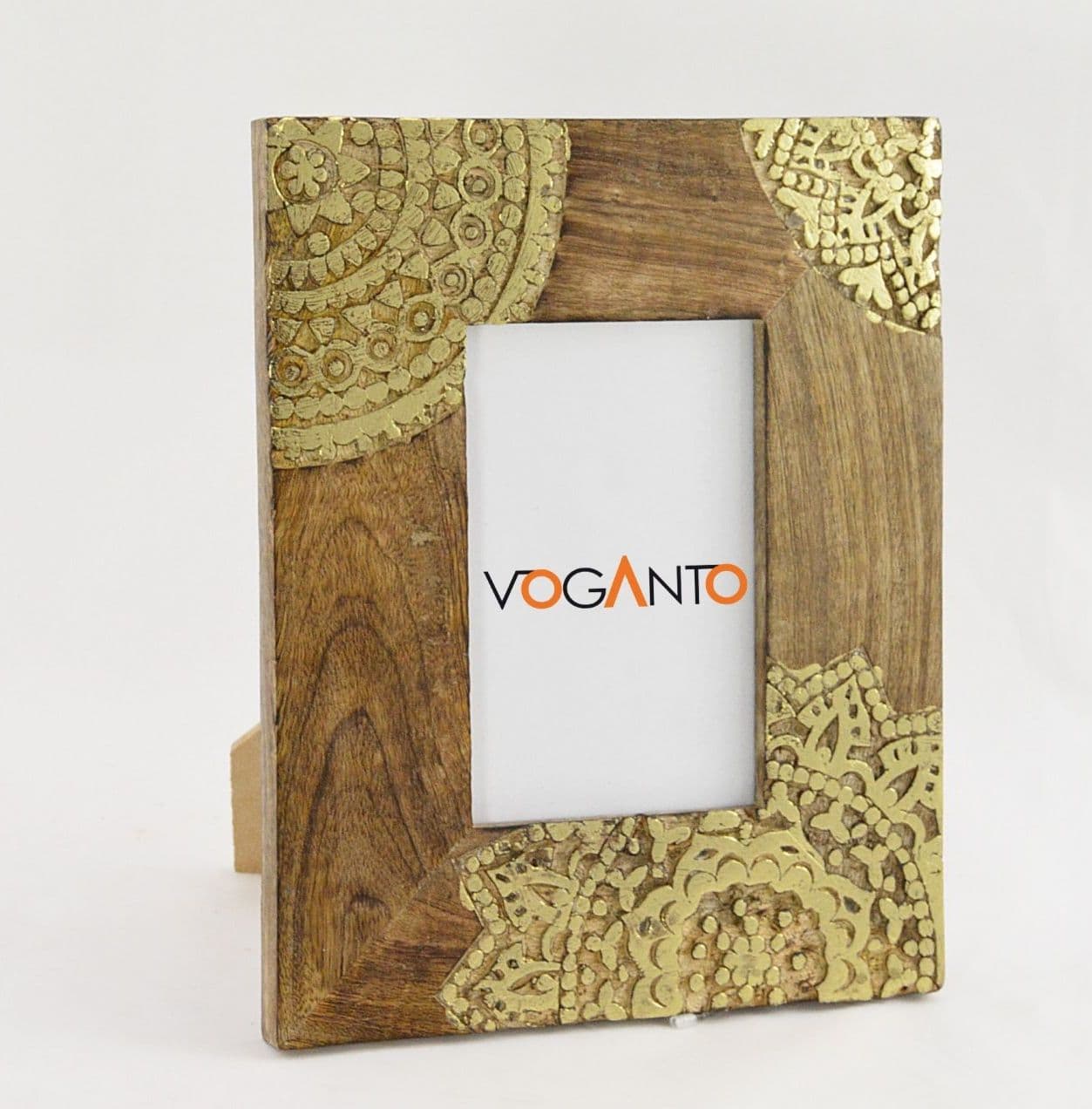 PORTA FOTO GOLD MANDALA MANGOWOOD INTARSIATO NATURAL BURN 20X25CM - 3