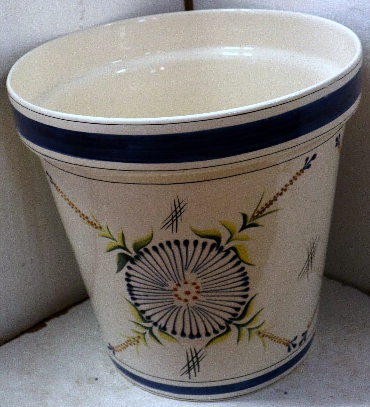 Vaso in ceramica Messicana realizzata e dipinto a mano cm 41x38 blu - 2