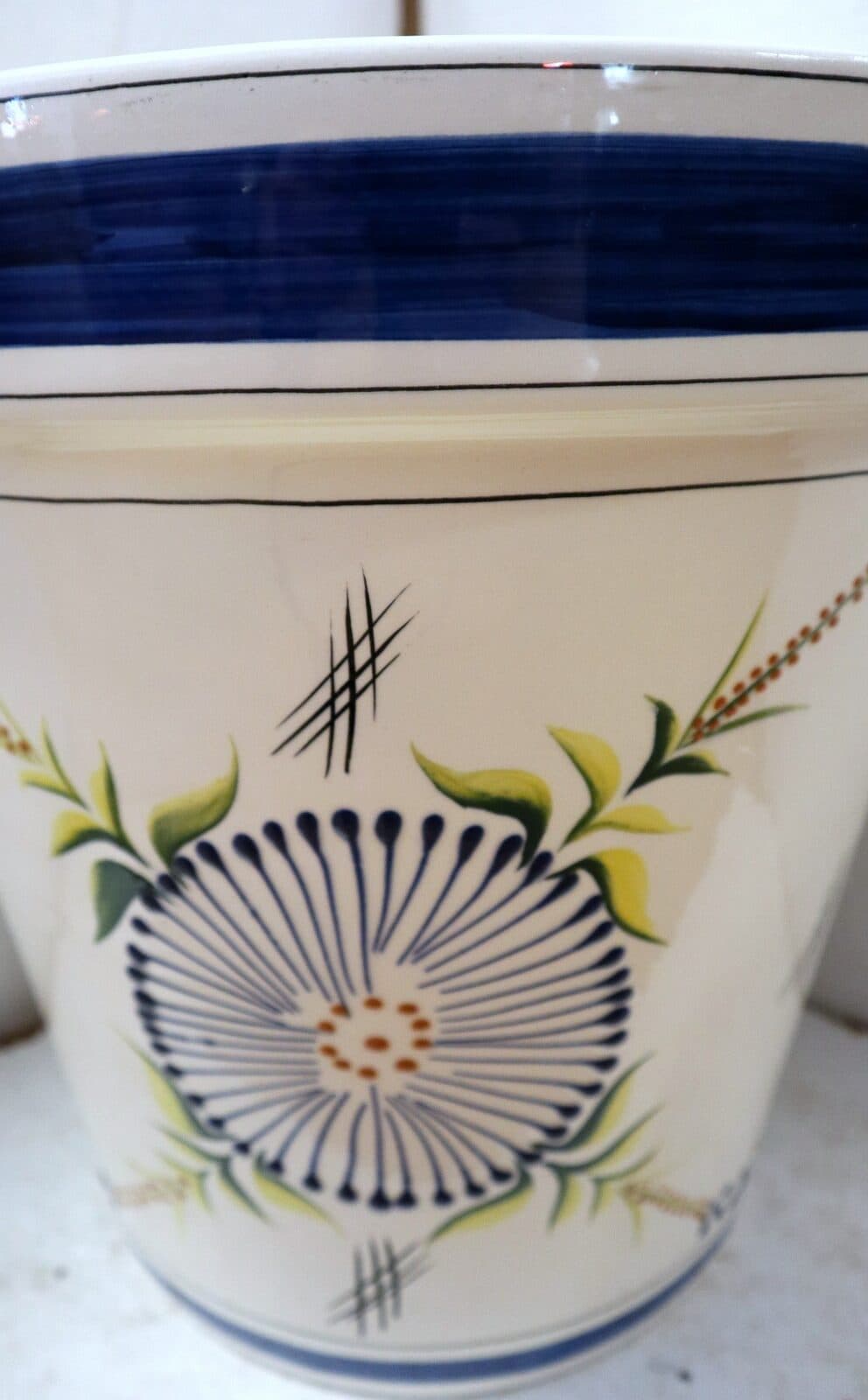Vaso in ceramica Messicana realizzata e dipinto a mano cm 41x38 blu - 4