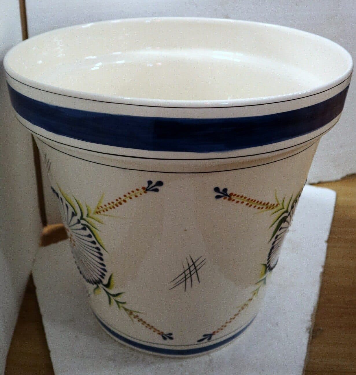 Vaso in ceramica Messicana realizzata e dipinto a mano cm 41x38 blu - 5