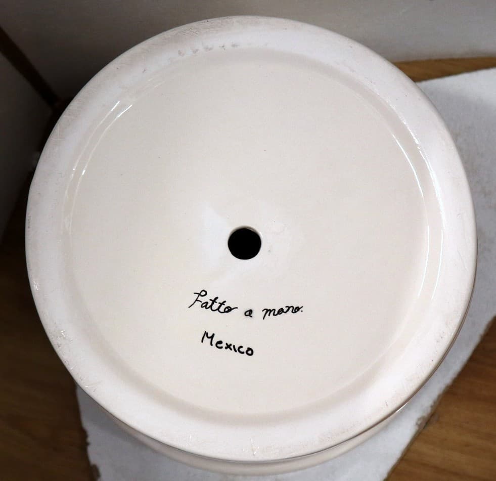 Vaso in ceramica Messicana realizzata e dipinto a mano cm 41x38 blu - 6