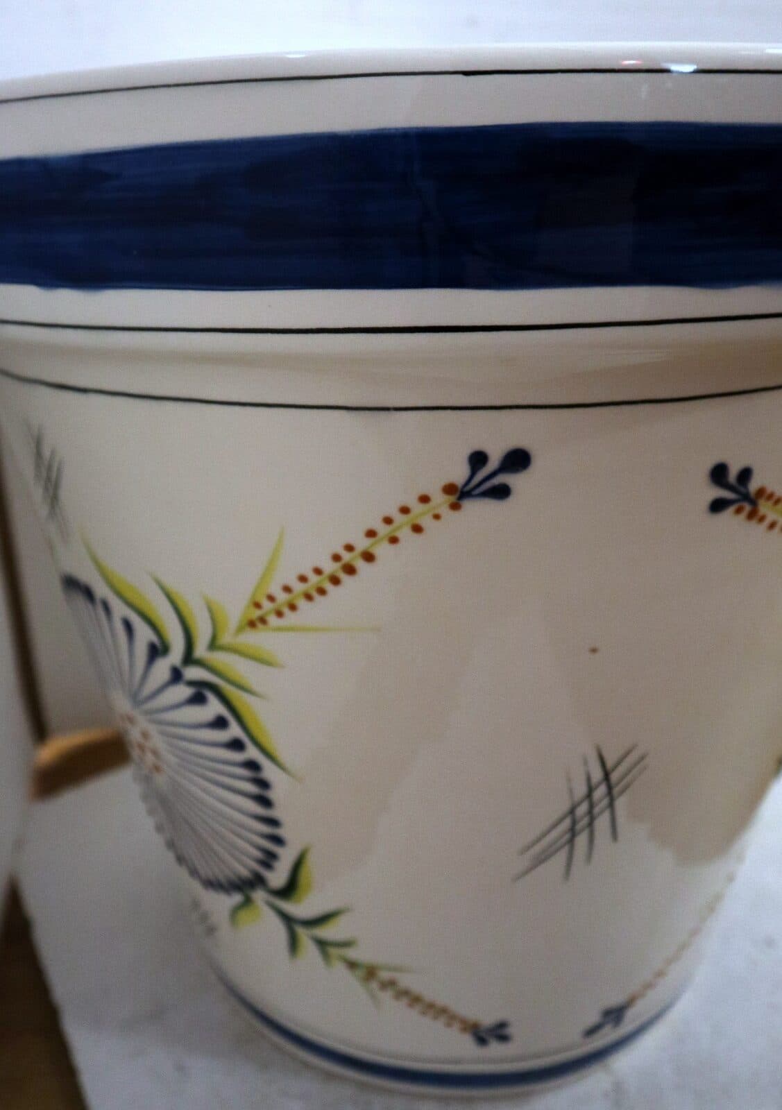 Vaso in ceramica Messicana realizzata e dipinto a mano cm 41x38 blu - 7