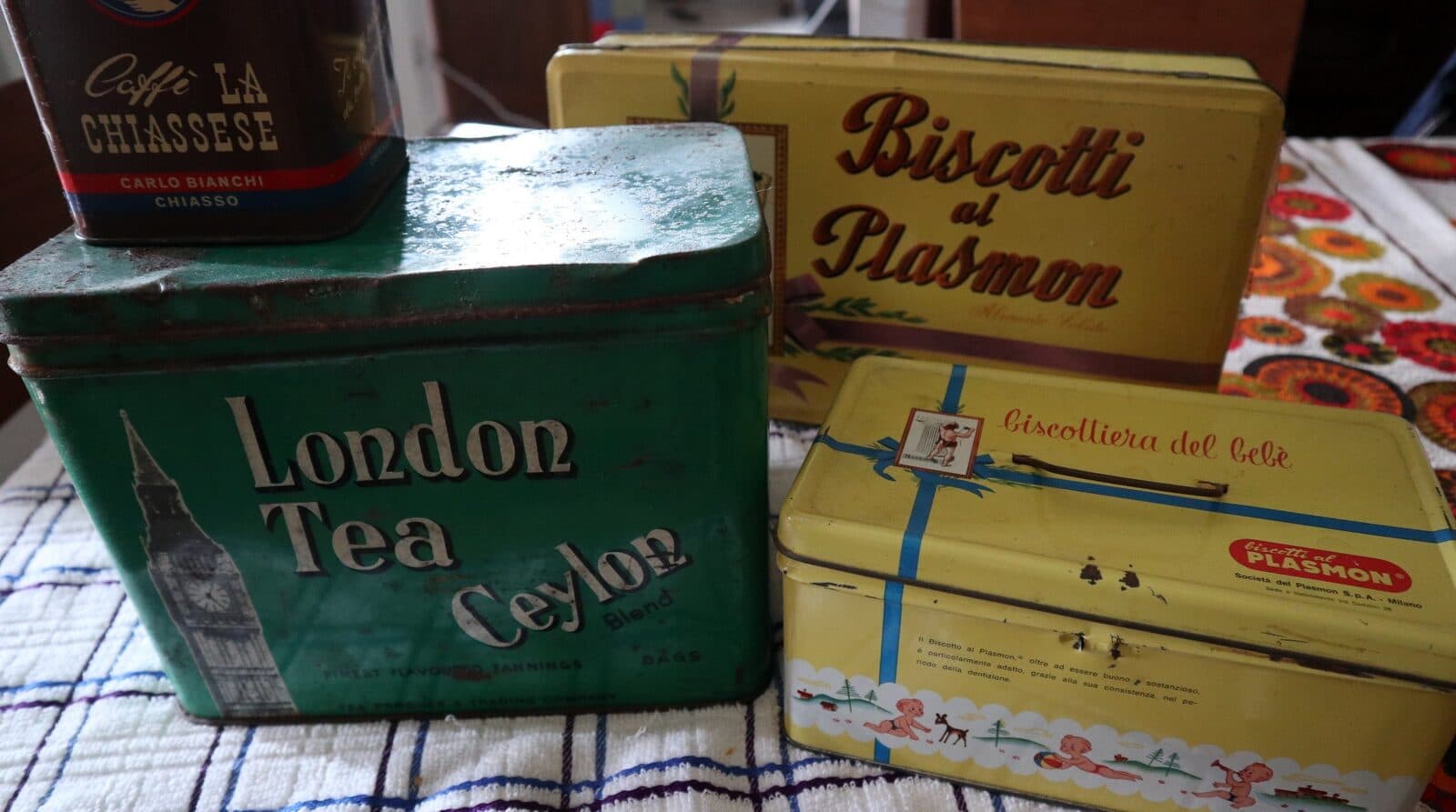 Stock45 scatole in latta  metallo originali anni 50 / 60 industrial  vintage Plasmon biscottti - 8