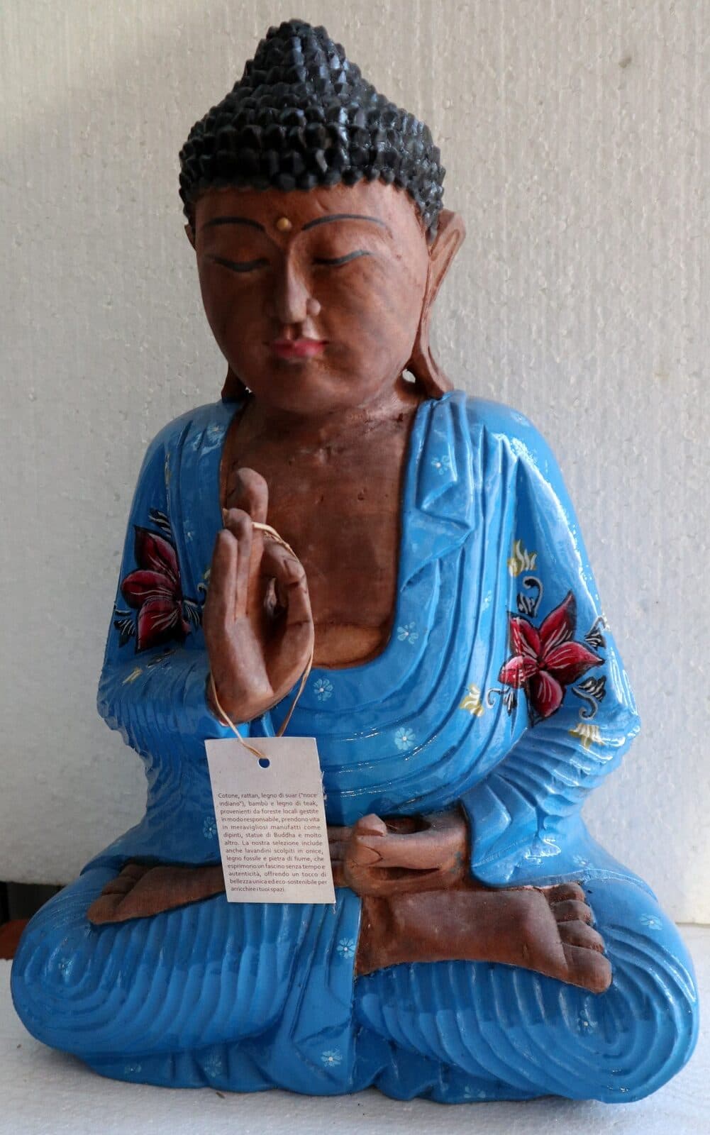Buddha scultura il legno massello noce indiano o suar  cm 39x19x51h  Blu n 2 - 2