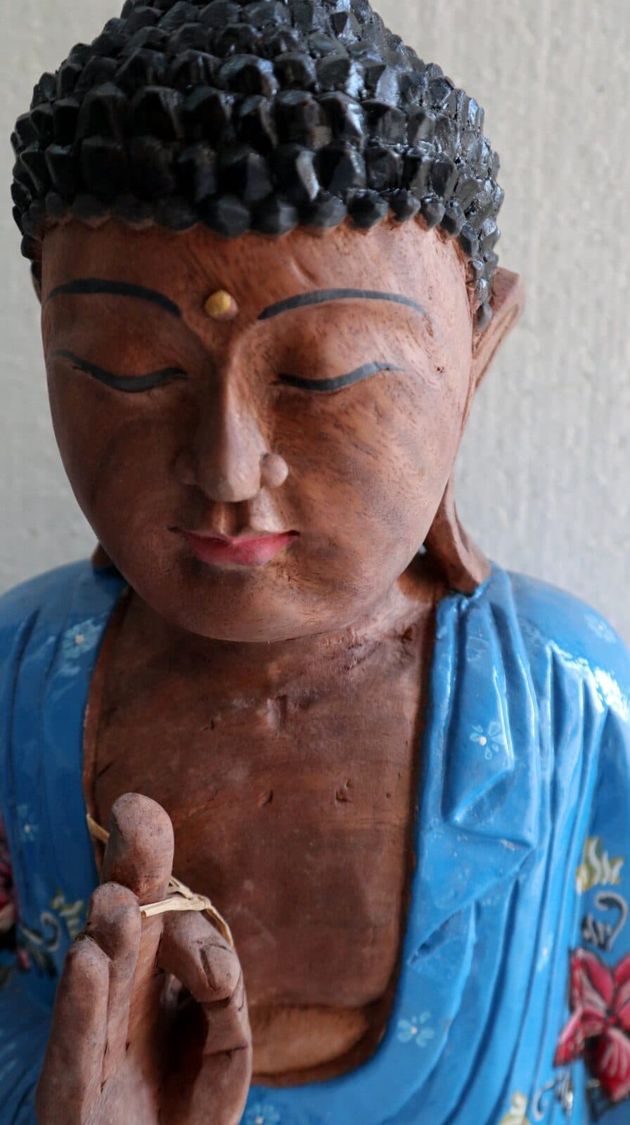 Buddha scultura il legno massello noce indiano o suar  cm 39x19x51h  Blu n 2 - 3