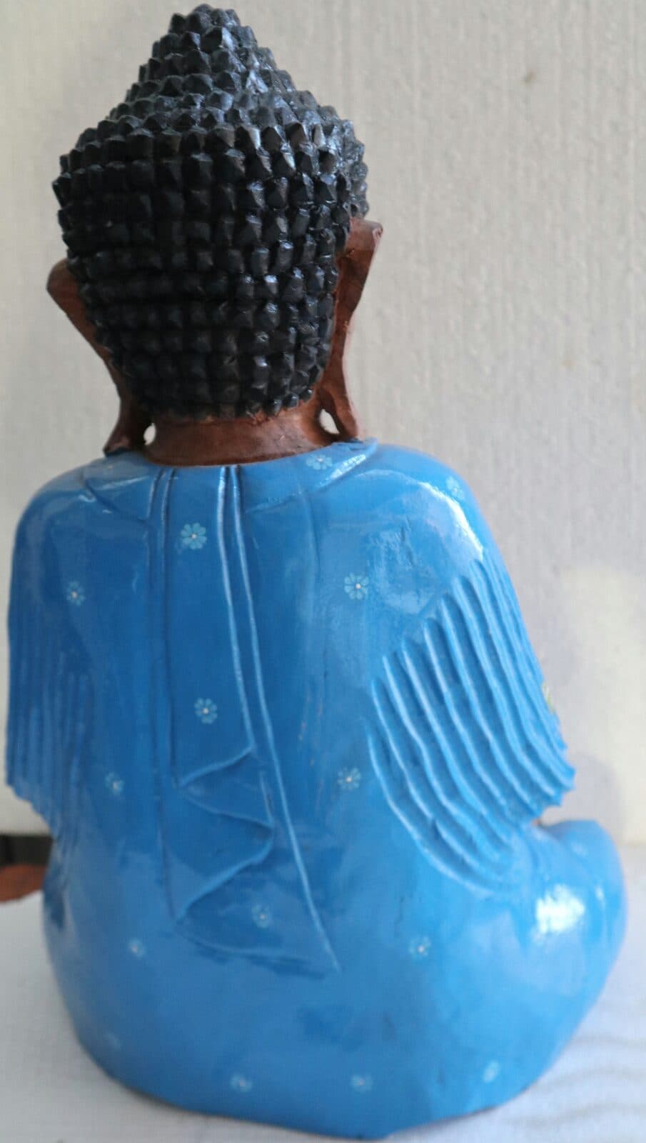 Buddha scultura il legno massello noce indiano o suar  cm 39x19x51h  Blu n 2 - 5