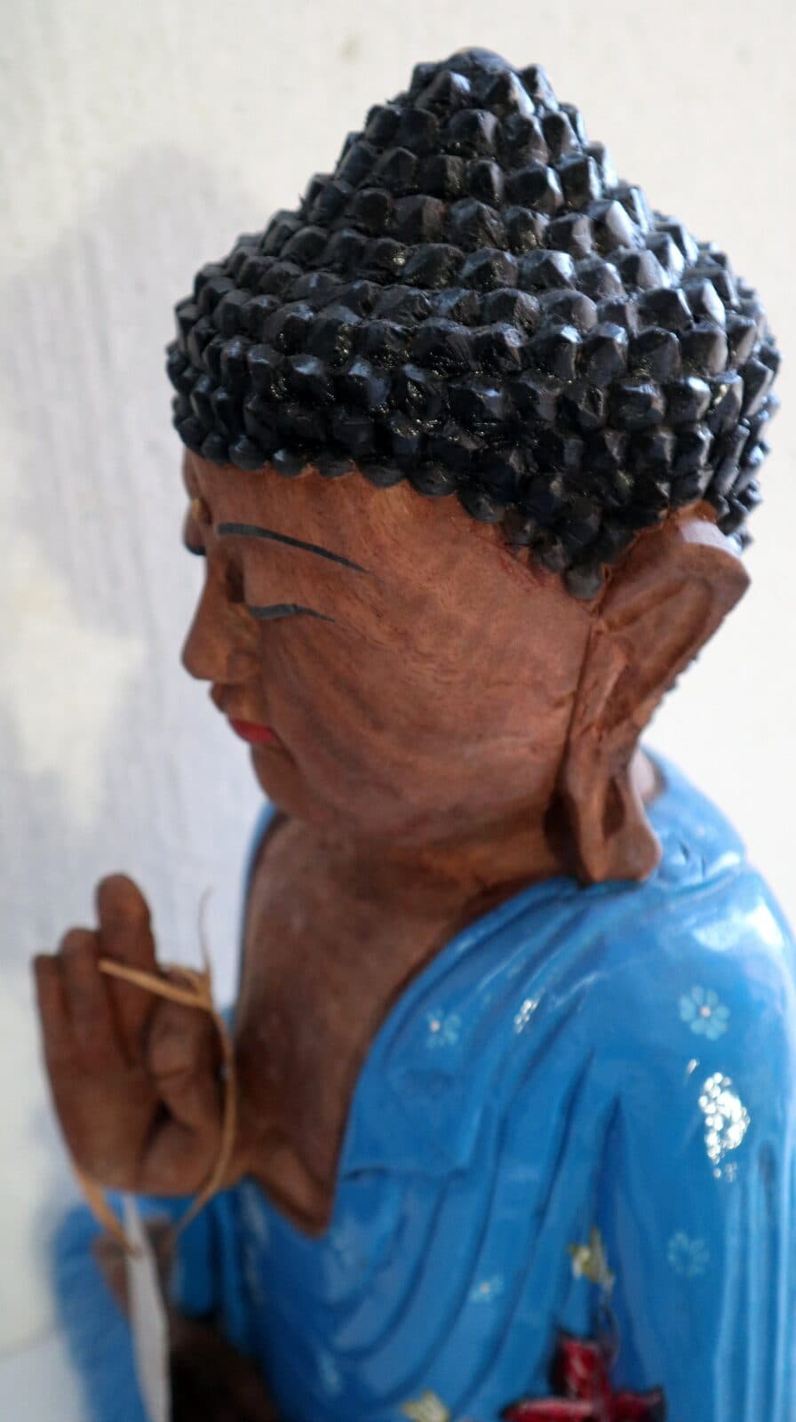 Buddha scultura il legno massello noce indiano o suar  cm 39x19x51h  Blu n 2 - 7