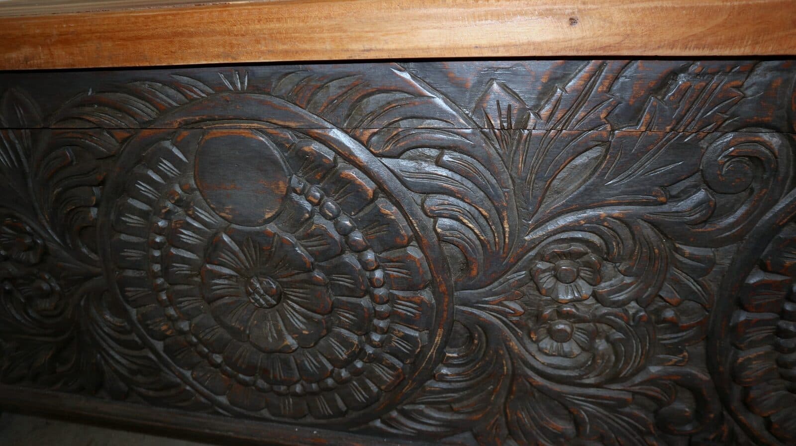 Cassapanca in legno di Teak intarsiato tipo Mala cm 120x50x60 capiente - 4