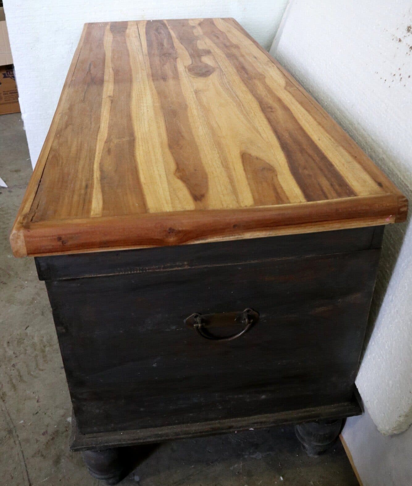 Cassapanca in legno di Teak intarsiato tipo Mala cm 120x50x60 capiente - 6