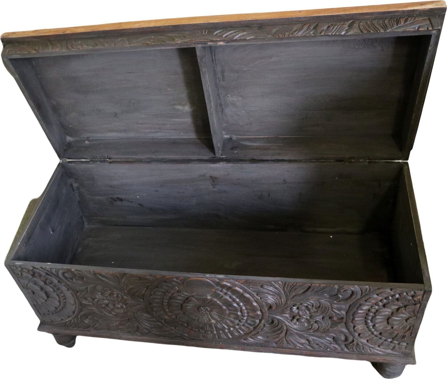 Cassapanca in legno di Teak intarsiato tipo Mala cm 120x50x60 capiente - 10