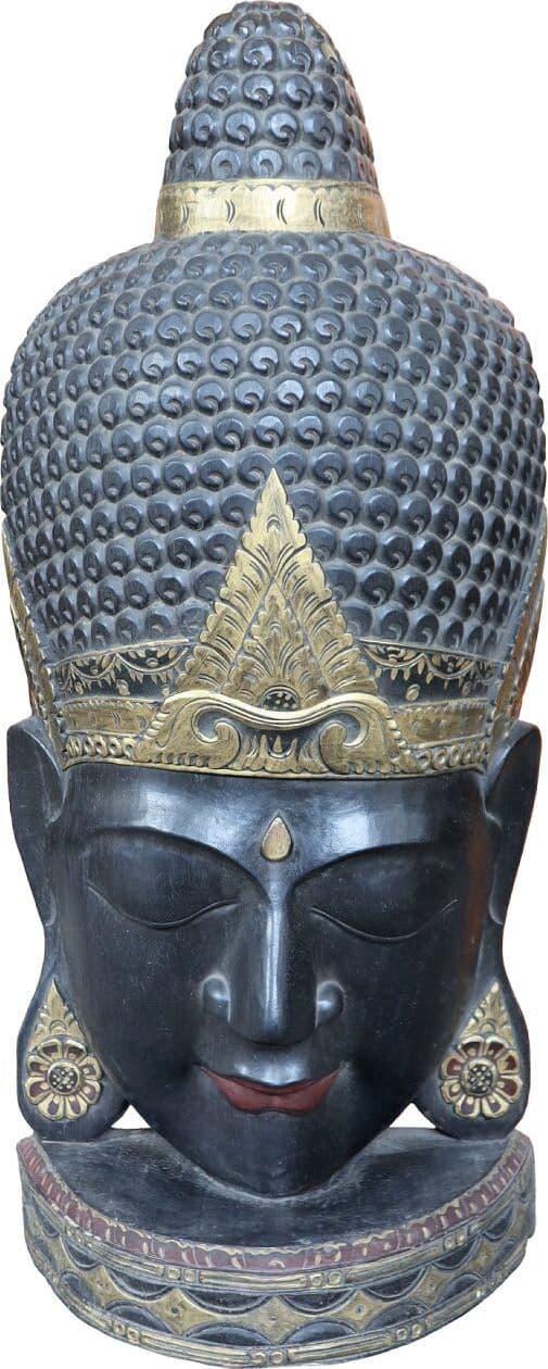 Testa di Buddha in Legno Intagliato a Mano – 50x24x110h cm – Artigianato Indonesiano – Solo 2 Pezzi Disponibili - 4