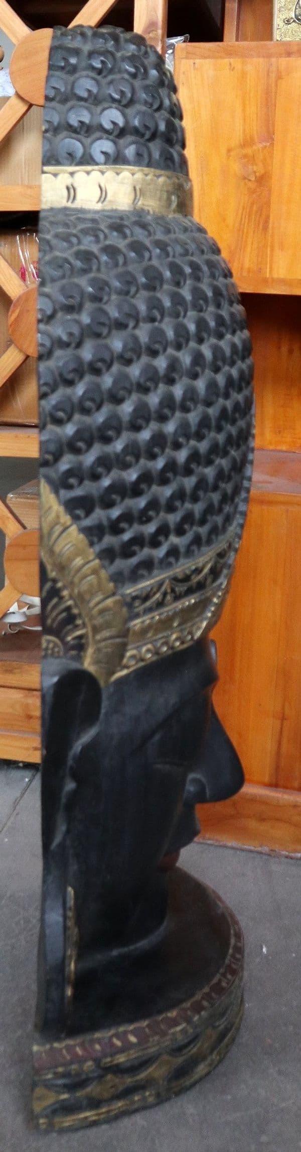 Testa di Buddha in Legno Intagliato a Mano – 50x24x110h cm – Artigianato Indonesiano – Solo 2 Pezzi Disponibili - 7