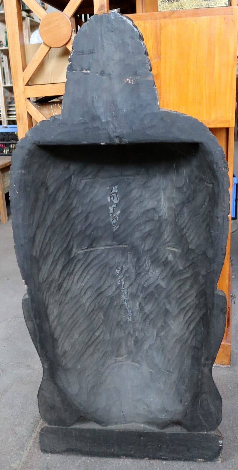 Testa di Buddha in Legno Intagliato a Mano – 50x24x110h cm – Artigianato Indonesiano – Solo 2 Pezzi Disponibili - 9