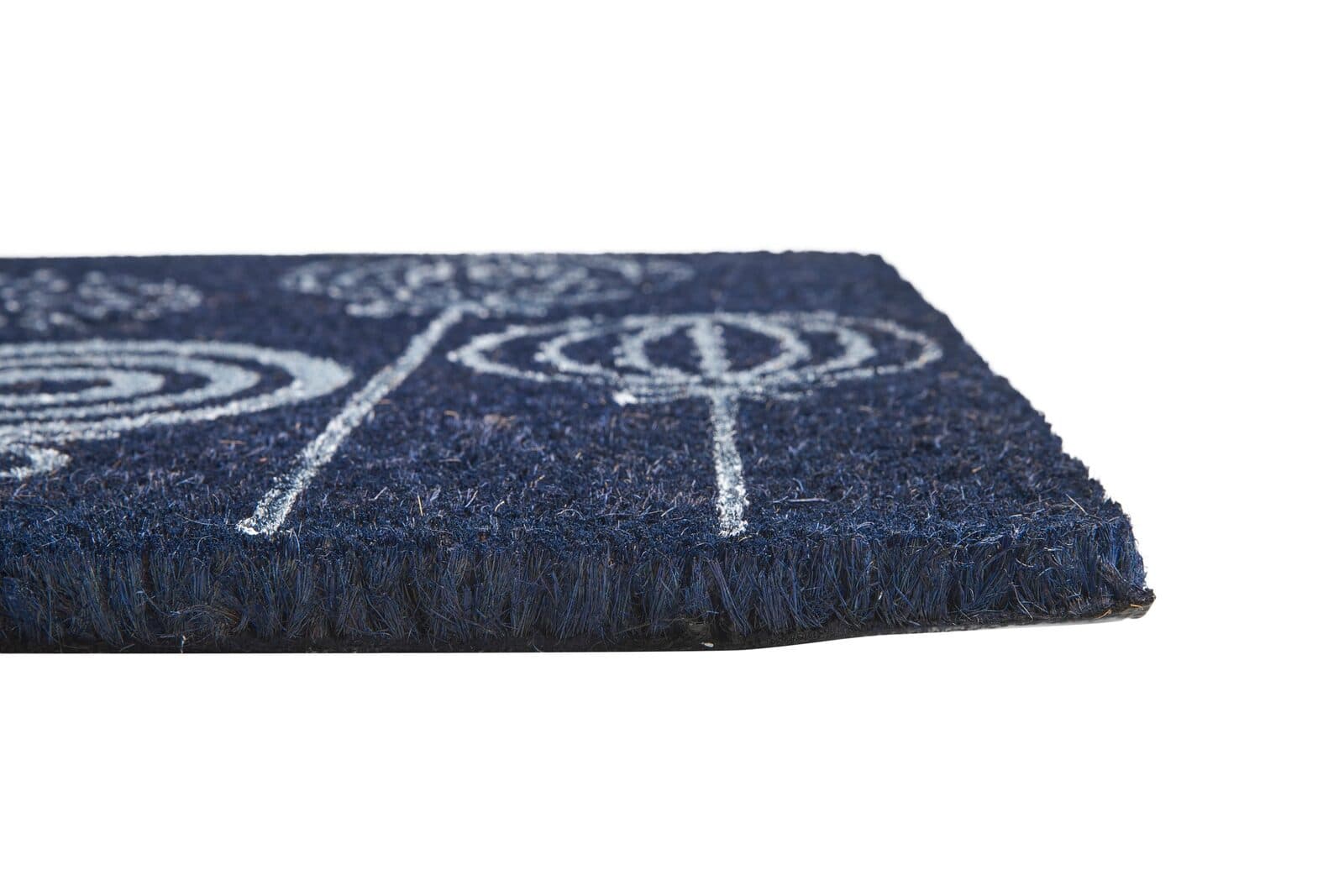 Zerbino indiano in cocco cm 60x40 COCO DOOR MAT-DECOR PALLE NATALIZIE FONDO NERO DISEGNO ARGENTO - 3