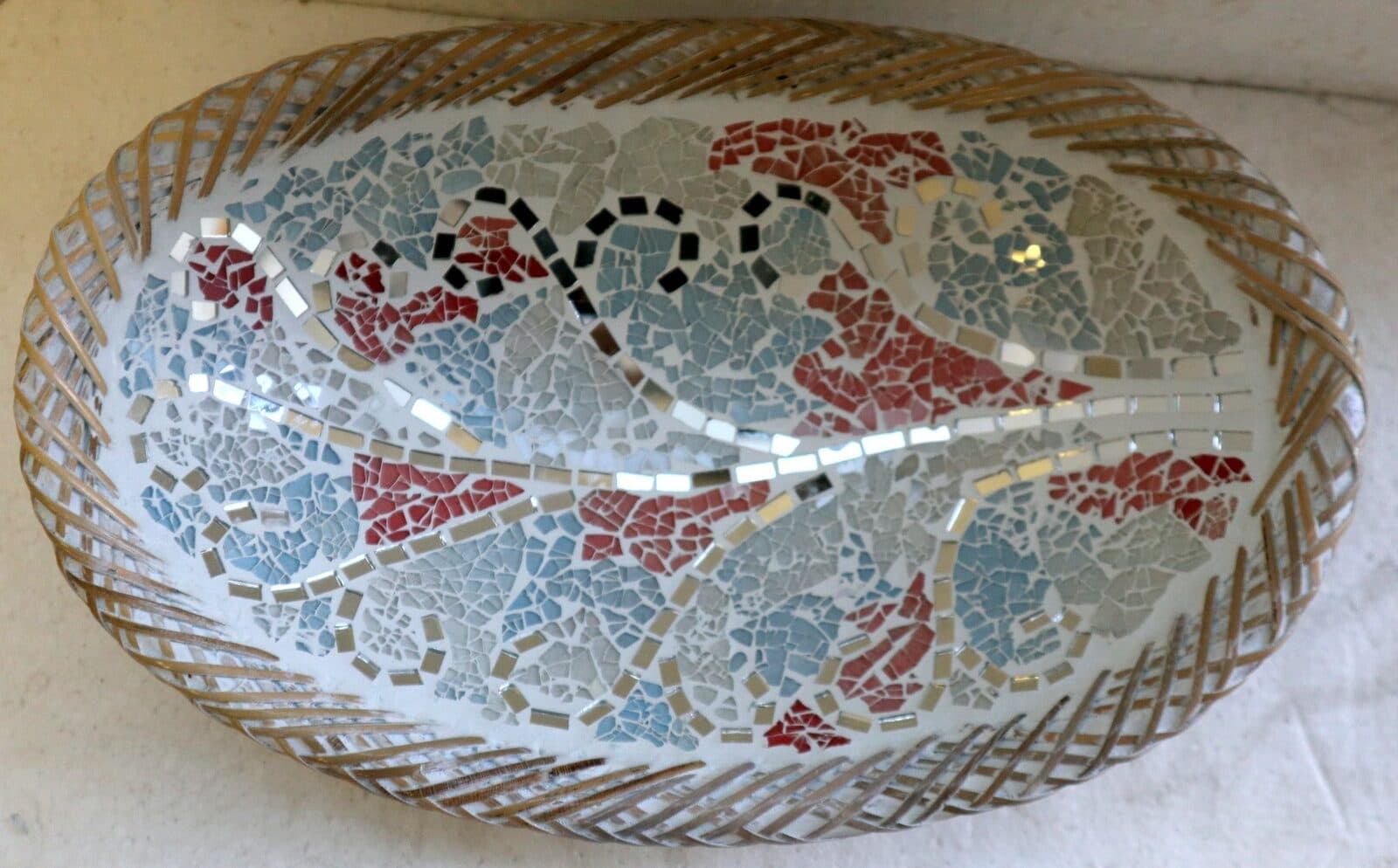 Portagioie o svuota tasche  in terra cotta e mosaico di vetro a disegno albero della vita - 4