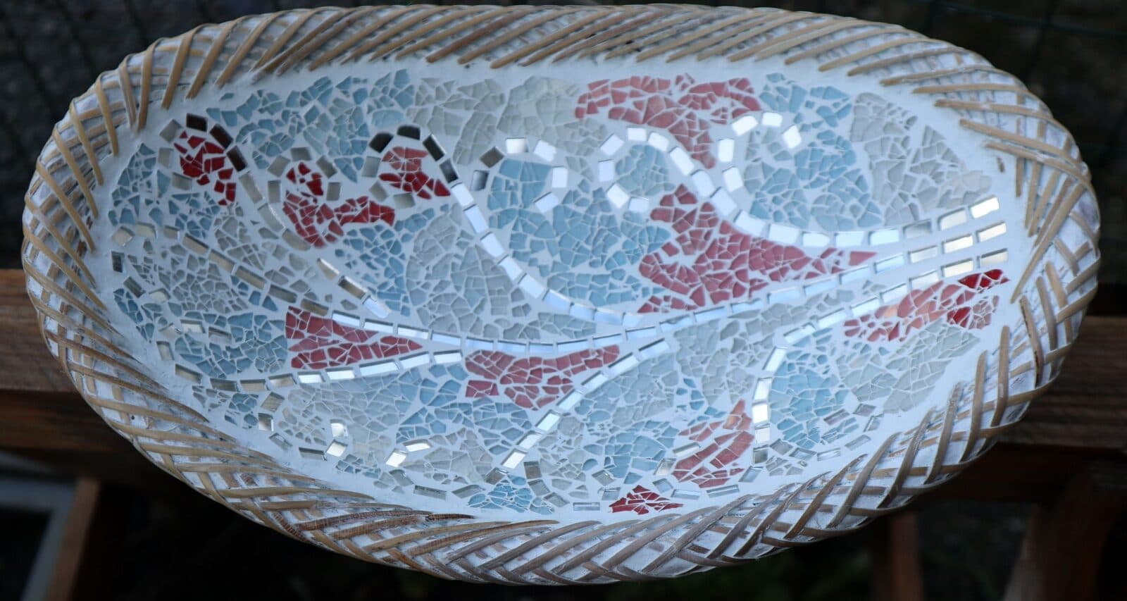 Portagioie o svuota tasche  in terra cotta e mosaico di vetro a disegno albero della vita - 6