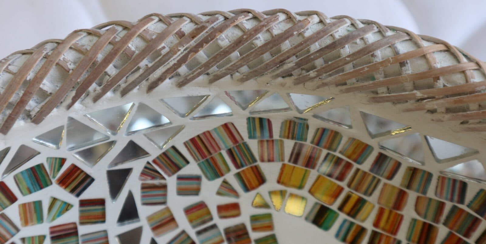 Portagioie o svuota tasche  in terra cotta e mosaico di vetro tonda cm 30x9 - 4