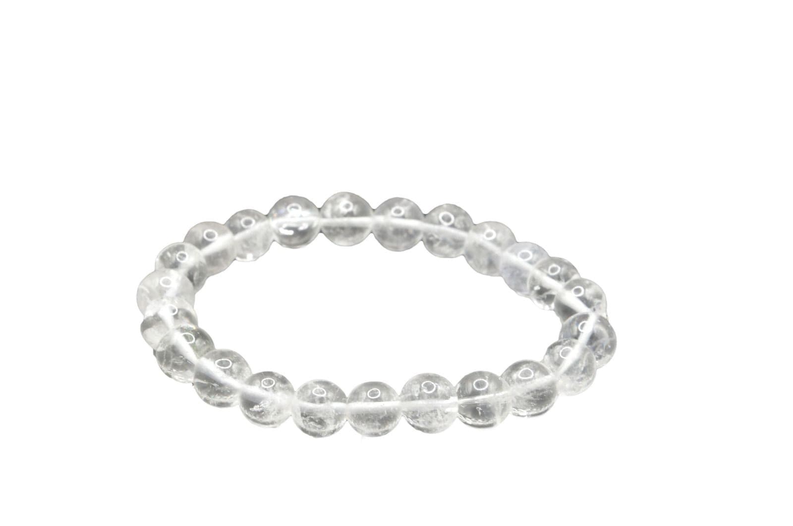Bracciale energetico VOGANTO in pietra vera di Cristallo di Rocca mm 8 braccialetto perle - 3