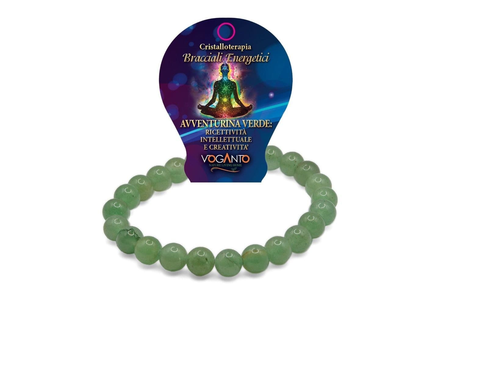 Bracciale energetico VOGANTO in pietra vera in Avventurina Verde mm 8 braccialetto perle - 4