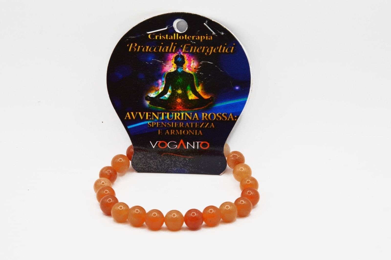 Bracciale energetico VOGANTO in pietra vera di AVVENTURINA ROSSA mm 8 braccialetto perle - 4