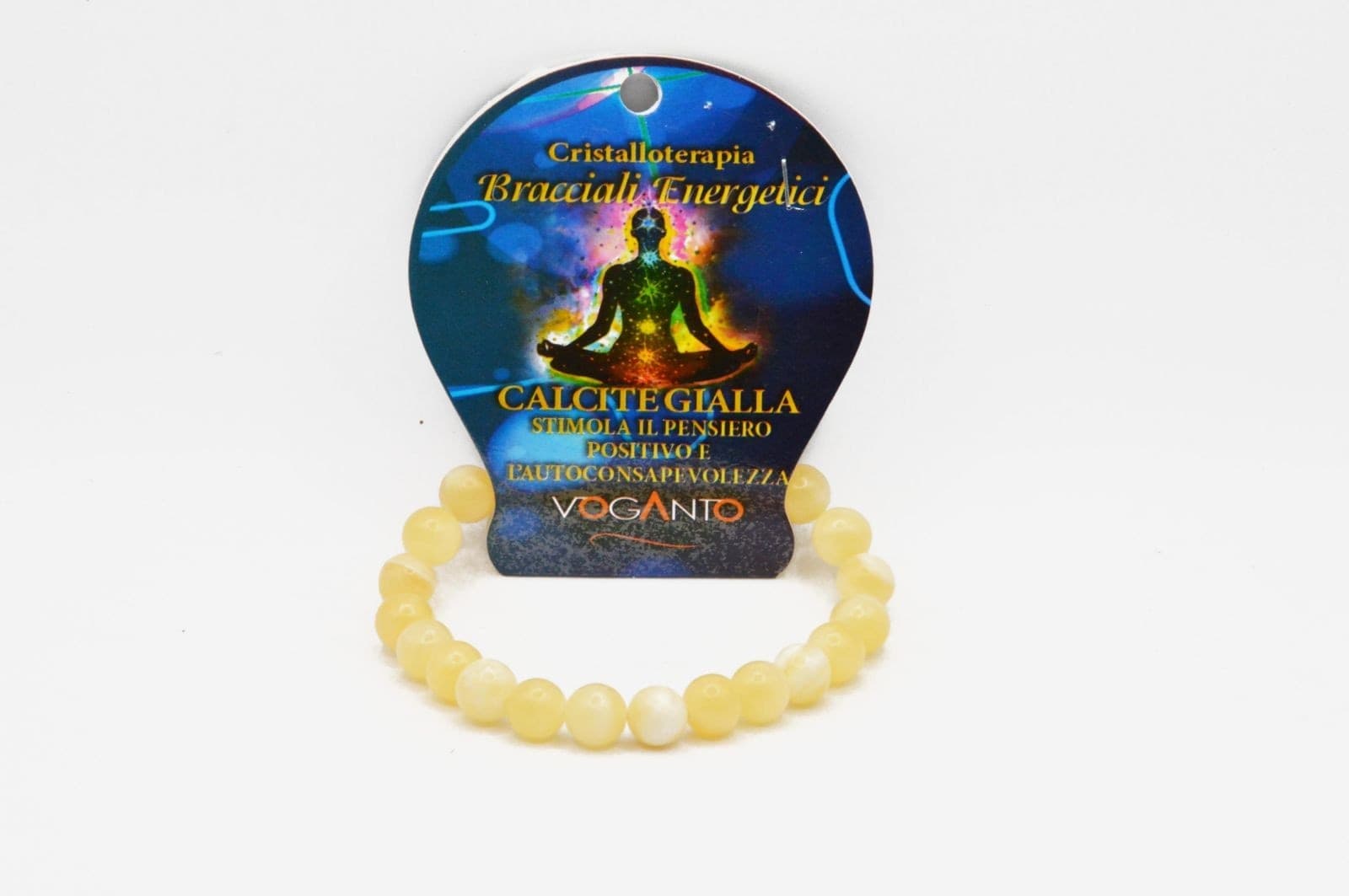 Bracciale energetico VOGANTO in pietra vera IN CALCITE GIALLA mm 8 braccialetto perle - 3