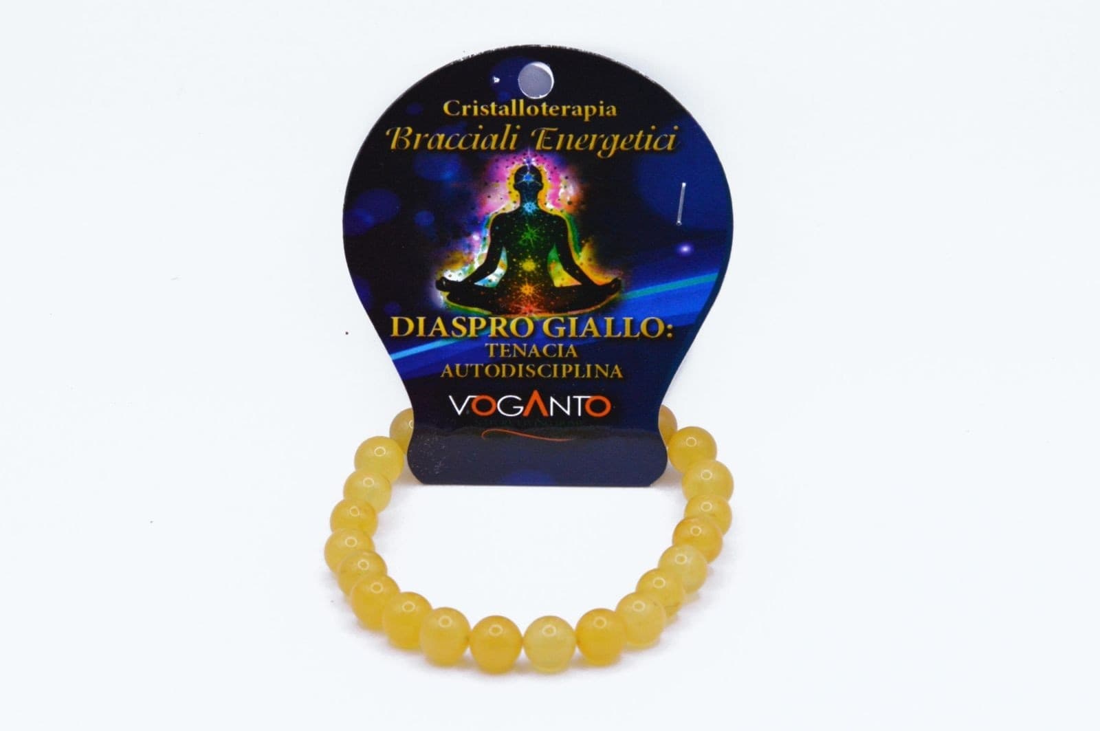 Bracciale energetico VOGANTO in pietra vera IN DIASPRO GIALLO mm 8 braccialetto perle - 4