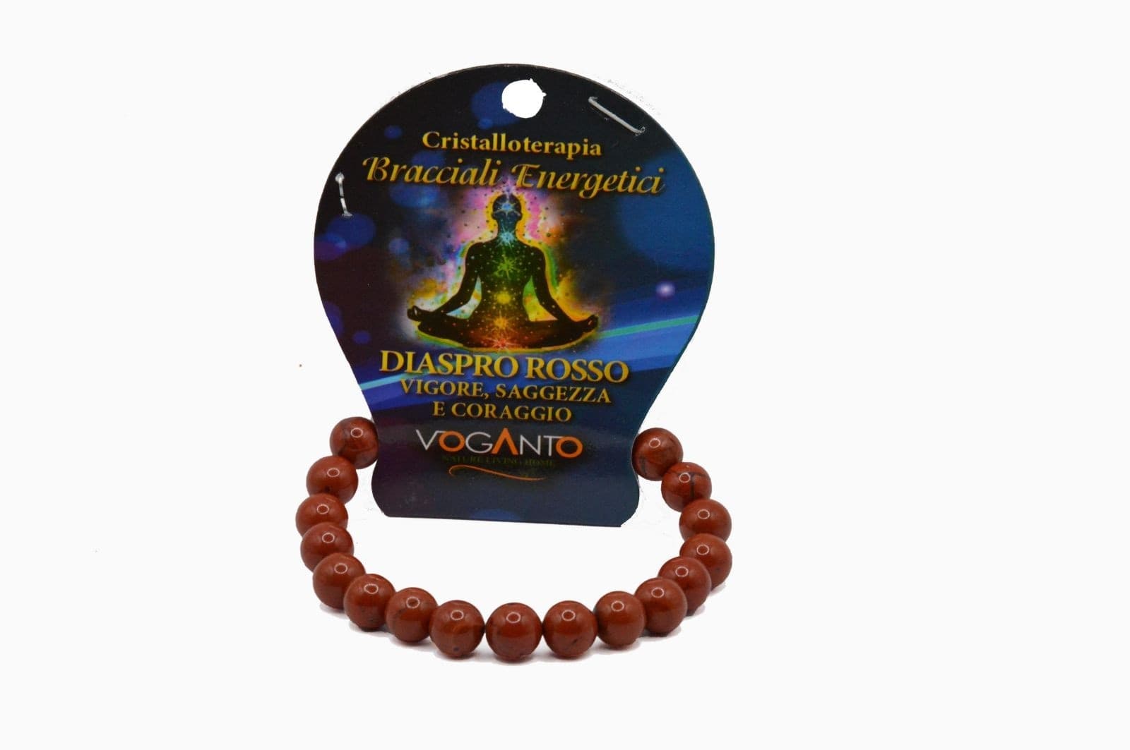 Bracciale energetico VOGANTO in pietra vera IN DIASPRO ROSSO mm 8 braccialetto perle - 5