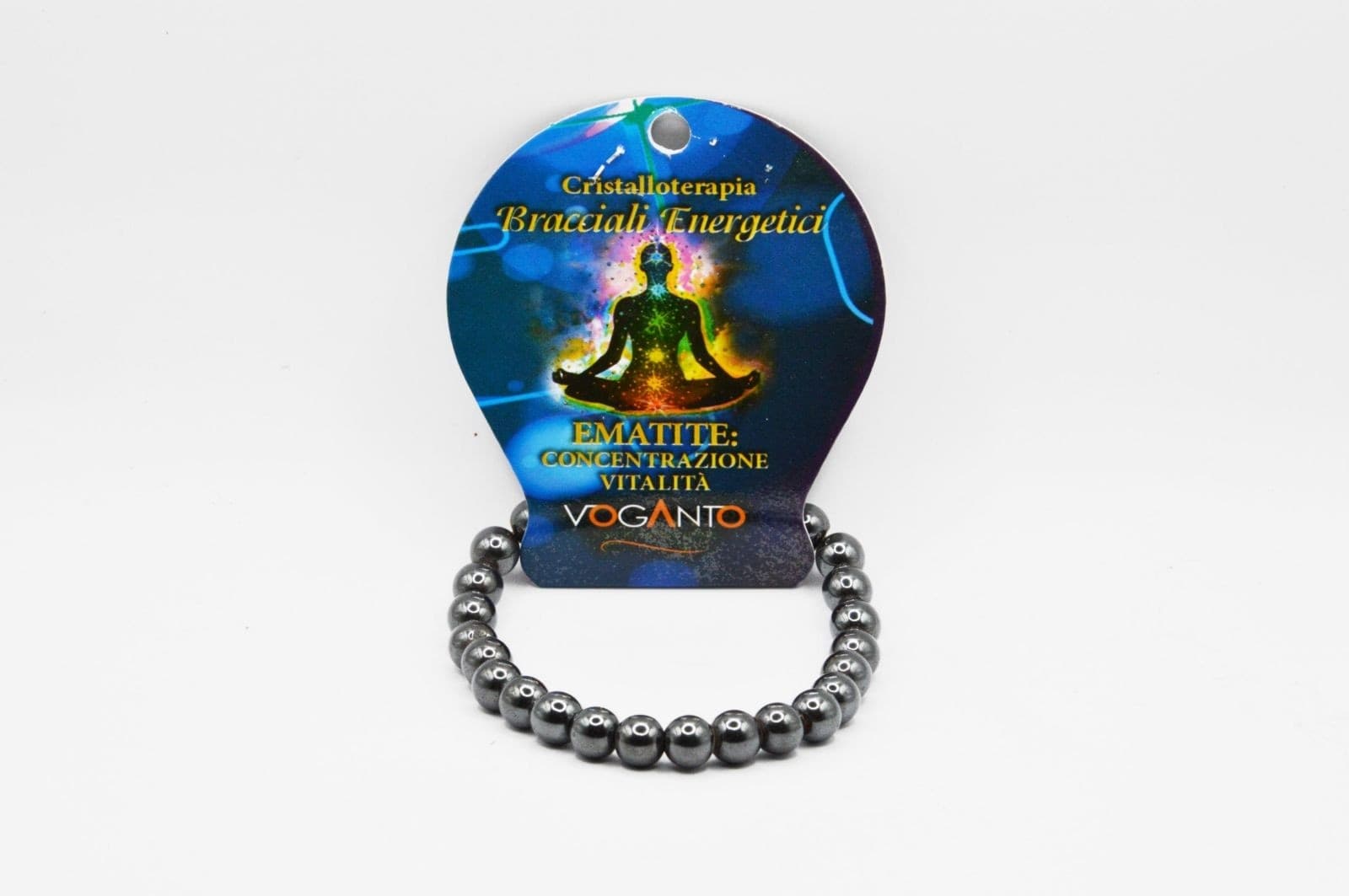 Bracciale energetico VOGANTO in pietra vera IN EMATITE mm 8 braccialetto perle - 4