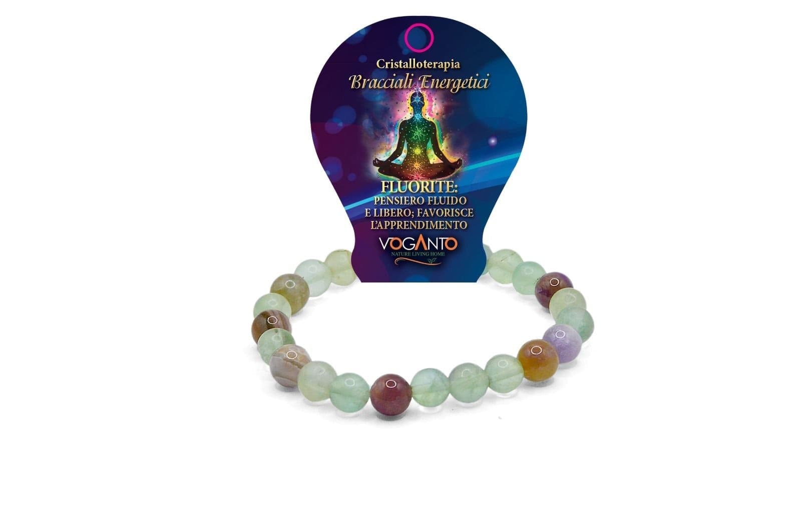 Bracciale energetico VOGANTO in pietra vera IN FLUORITE mm 8 braccialetto perle - 4