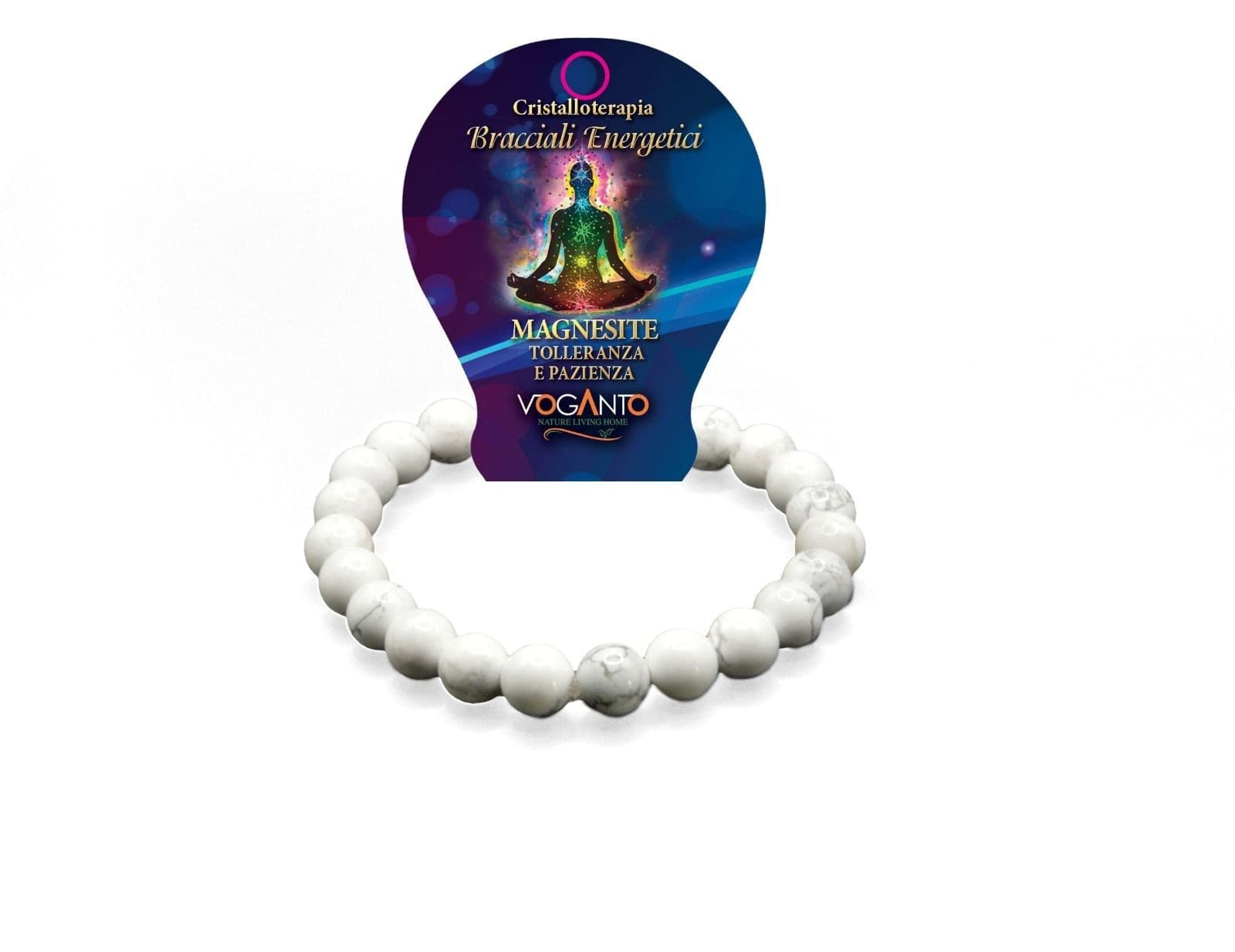 Bracciale energetico VOGANTO in pietra vera IN MAGNESITE mm 8 braccialetto perle - 6