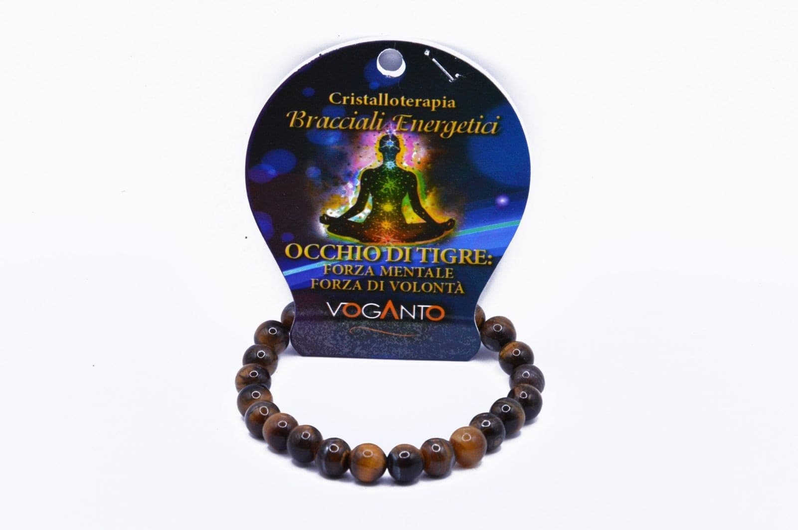 Bracciale energetico VOGANTO in pietra in vero Occhio di tigre mm 8 braccialetto perle - 3