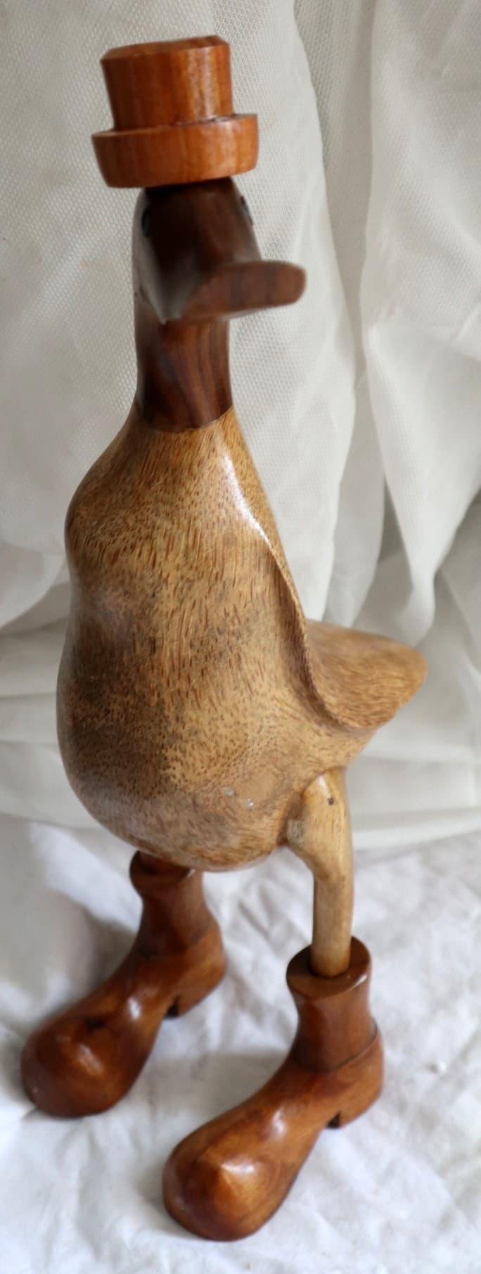 Papera Oca in Legno di Teak e Cocco 35 cm con Cappello e Stivali – Artigianato Indonesiano - 5